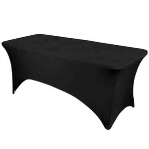Black Stretch Tablecloth Tight Patio Table Cover for Event Wedding Banquet Party - Picture 1 of 1