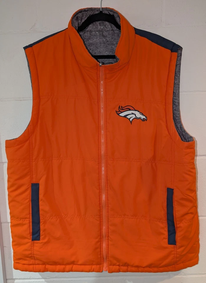 NFL Denver Broncos Vest XL Reversible Orange/Gray - Image 1 of 4