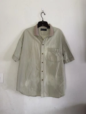 Norm Thompson Mens Linen Blend Green Button Down Shirt, Size Large - Image 1 of 4