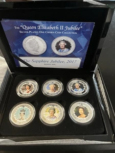 Bradford Exchange Queen Elizabeth II Rich Silver Plating Jubilee 6 Münzen farbig - Bild 1 von 4