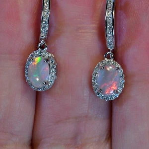 Echte massive Coober Pedy Australien Opal Sterlingsilber Ohrringe (17418) - Bild 1 von 5