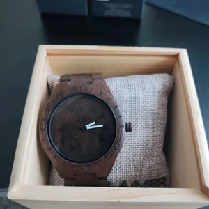 LAIMER woodwatch BLACK EDITION – men’s wrist watch made out of 100% sandal wood - Picture 1 of 4
