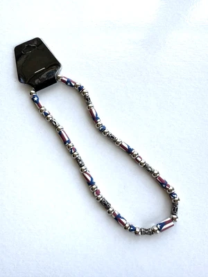 Puerto Rico Flag Stars & Stripes  Necklace Red White & Blue PR - lobster clasp - Image 1 of 4