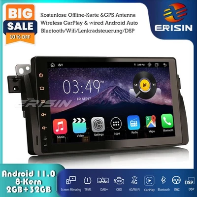 9" Android 11 Autoradio GPS DAB+CarPlay für BMW 3er E46 Rover 75 MG ZT Navi Wifi - Bild 1 von 4