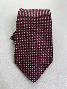 Corbata Bruno Piattelli roja, azul patrón geométrico 100 % seda nueva sin etiquetas - Imagen 1 de 6