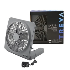 Treva 10-Inch Portable Desktop Air Circulation Battery Fan, 2 Speed, Compact ... - Picture 1 of 9