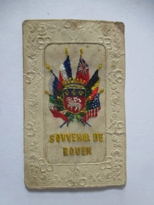 Rouen France World War I Collectable Souvenir Embroidered Postcard. - Picture 1 of 2