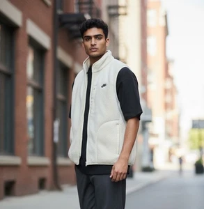 NWT Men’s Nike Fleece Vest, Cream Color, Size Medium, Loose Fit! - Picture 1 of 7