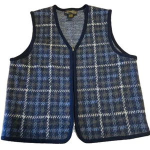 Vintage Requirements Wool Sweater Vest Womens Petite Medium Blue/ Grey Zipper - Picture 1 of 7