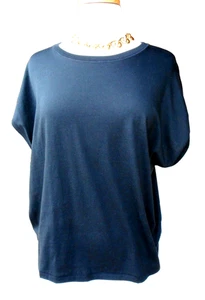 NWT $89 SEVEN 7 FOR ALL MANKIND Black Keyhole Tee Top Batwing Sport Athleisure L - Picture 1 of 3