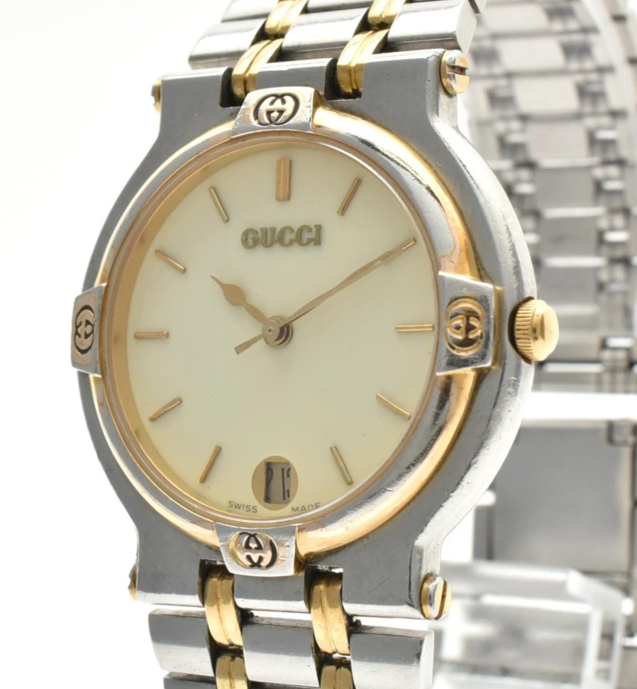 GUCCI ゴールド/アイボリー ユニセックス腕時計 9000M【稼働品】 Gucci 9000M Wristwatches for sale | eBay