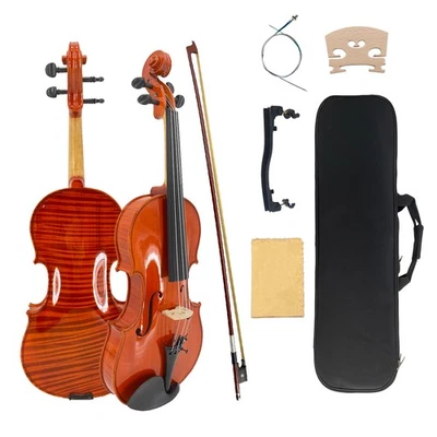 Handcrafted 4/4Violin Solid One-Piece Back Flamed Maple 30yr Spruce Complete Set - Image 1 of 4