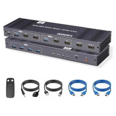 HDMI KVM Switch 2 Monitors 2 Computers Dual HDMI KVM Switcher 8K@60Hz 4K@120Hz - Image 1 of 4