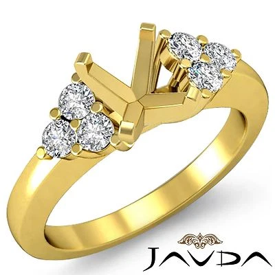 Natural Round Diamond 3 Stone Cushion Mount Engagement Ring 18k Yellow Gold 0.3C - Image 1 of 3
