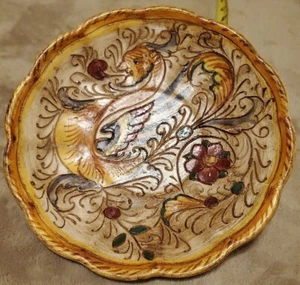 Ceramica Saturnia Firenze Floral Wall Plate Scalloped with Sticker 8" Hand Made - Picture 1 of 11
