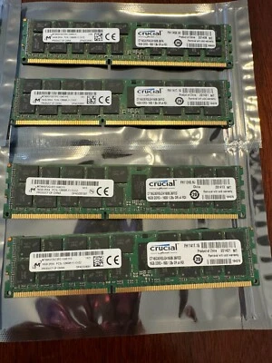 64GB RAM 4 x Crucial 16GB PC3-12800 DDR3-1600MHz ECC CT16G3ERSLD4160B Micron - Image 1 of 3