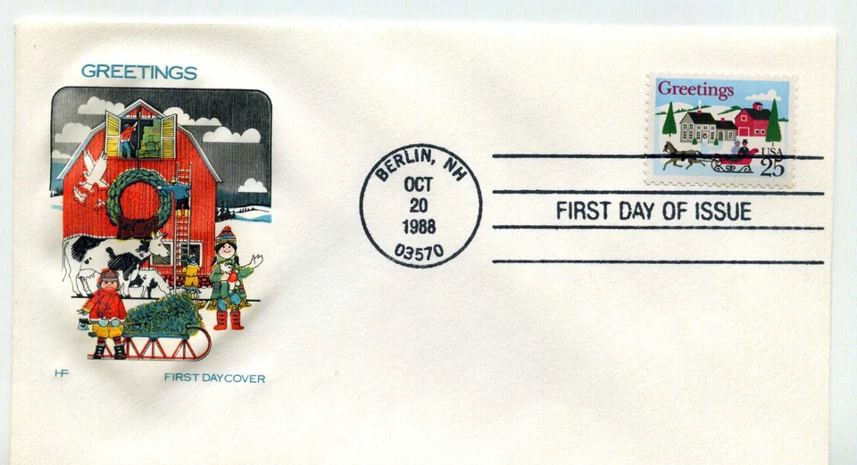 2400 Christmas 1988, Winter Scene, Farnam, HF, FDC - Image 1 of 1