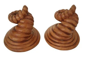 Vintage Mid Century 1970s Cornucopia MCM brown candlesticks - Picture 1 of 6