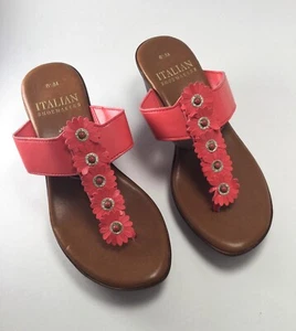 Italian Shoemakers Slip On Wedge Heel Sandals Womens Size 8.5 Peach Casual Shoe - Picture 1 of 8
