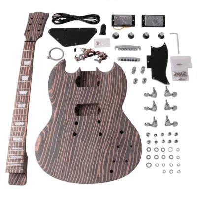DIY electric sg guitar kits zebrawood body neck fingerboard with CR hardware. - Image 1 of 4