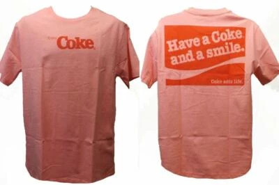 Coca Cola Have a Coke and a Smile Adult Mens Size S Small Soda Pop Pink Shirt - Image 1 of 4