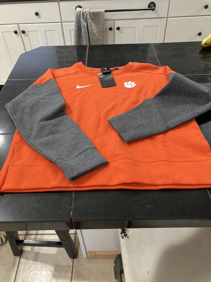 Nike Clemson Tigers Sideline Crew Neck Sweatshirt Womens M Orange Dh3780