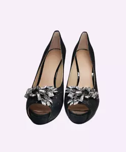 Escarpins à talon haut pour femme Bout ouvert avec strass cuir Noir 38 EU GUESS - Imagen 1 de 4