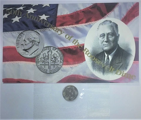 1996 W Roosevelt Dime In Mint Cello - W/ CERTIFICATE OF AUTHENTICITY (COA) !! Cover