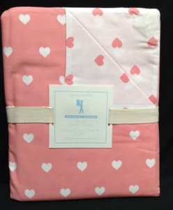 Pottery Barn Kids Organic Cotton Heart Duvet Cover reversible Coral Pink F/Q - Picture 1 of 4