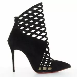 CHRISTIAN LOUBOUTIN Mrs Bouglione botín puntiagudo de malla de gamuza negro EU35 - Imagen 1 de 11