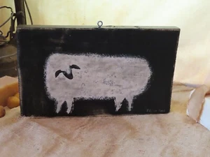 Vintage Reclaimed Wood Block Shelf Setter/Hanger Sheep /Farmhouse Hand Painted - Picture 1 of 4