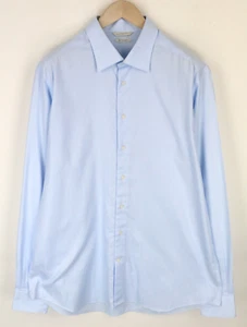 SUITSUPPLY Mens Shirt 46-7/18L Twill Long Sleeved Slim Blue Cotton - Picture 1 of 7