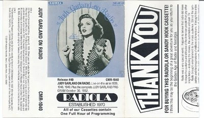 JUDY GARLAND "On Radio" audio cassette tape RADIOLA, with AL JOLSON, BING CROSBY - Image 1 of 2
