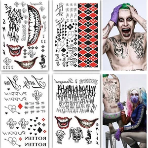 Suicide Squad Joker Quinn Tatuaggio Temporaneo Adesivo Cosplay Costume Halloween US - Foto 1 di 8