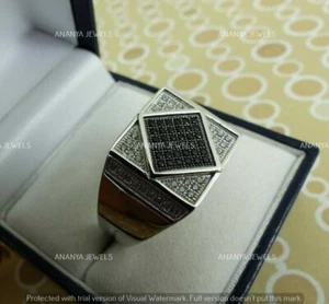 Real 925 Sterling Silver Men's 2 CT Round Cut Lab-Created Spinel Engagement Ring - Picture 1 of 4