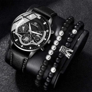 3PCS Set Men Watch Minimalist Men's Fashion Ultra Thin Watches Simple Men Busine - Picture 1 of 7