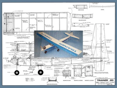 Great Planes Model Airplane Plans (RC): TRAINER 20 53" for .15-.25 by Joe Bridi - Image 1 of 4