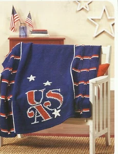 C0488 STARS AND STRIPES AFGHAN CROCHET PATTERN/INSTRUCTIONS - Bild 1 von 1