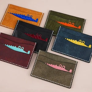 Pueblo Leather Minimalist Card Holder Alligator Stupid, Custom Credit Card - Picture 1 of 25