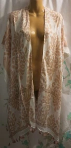 NWT Nordstrom Women's One Size Swimsuit Cover-Up Khaki White Tassles Fringed - Picture 1 of 3