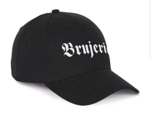 BRUJERIA New Black Heavy Brushed Cotton printed Baseball Cap hat - Picture 1 of 10