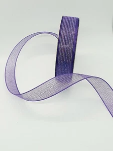 18m purple glitter woven roll ribbon trim card making craft sewing 16mm - Picture 1 of 1