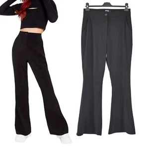 Black Trousers Flare High Waisted Bootcut Pants Stretch Nasty Gal UK 12 BNWT - Picture 1 of 10