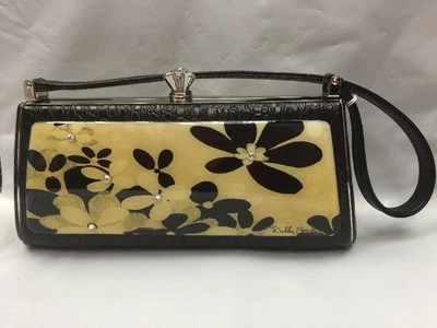 Debbie Brooks 黑色白色银色手提包晚装包手柄全新装饰花卉 — 第 1/4 张图片