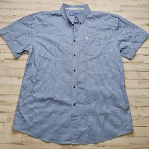 Cowboy Hardware Button Up Blue Geometric Pattern shirt With Embroidery Size XXL - Picture 1 of 7