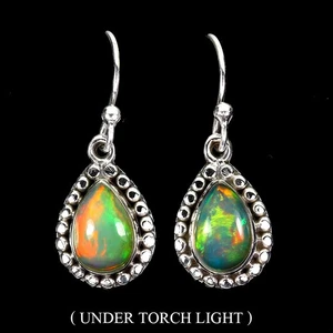 Black Friday 925 Silber Ohrringe Birne Feueropal 9x6mm Natur Edelstein Schmuck - Bild 1 von 14