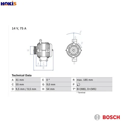 ALTERNATOR 0 986 048 781 FOR FIAT FIORINO/MPV/Box/Body/MPV GRANDE/PUNTO/Van 1.2L - Image 1 of 4
