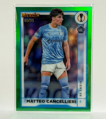 2022/23 TOPPS MERLIN CHROME MATTEO CANCELLIERI ROOKIE RC /99 GREEN REFRACTOR - Image 1 of 2