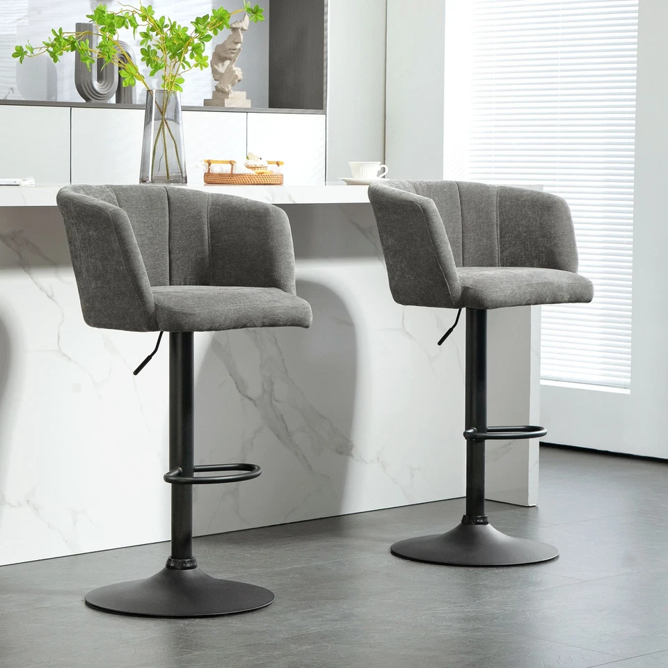 HOMCOM 2er-Set Barhocker, Bistrohocker mit Fußstütze, Drehbar Barstuhl - Bild 1 von 4