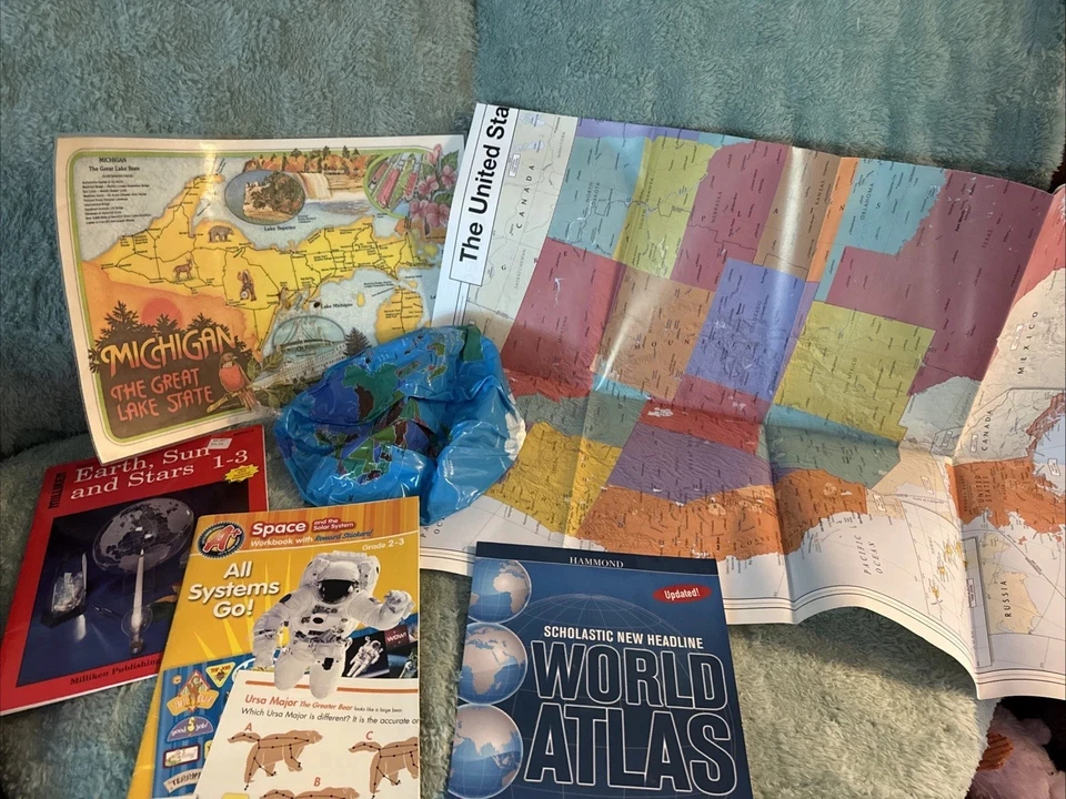 Educational Geography -Map, Atlas, Workbooks, Inflatable Globe Bundle - Image 1 of 1